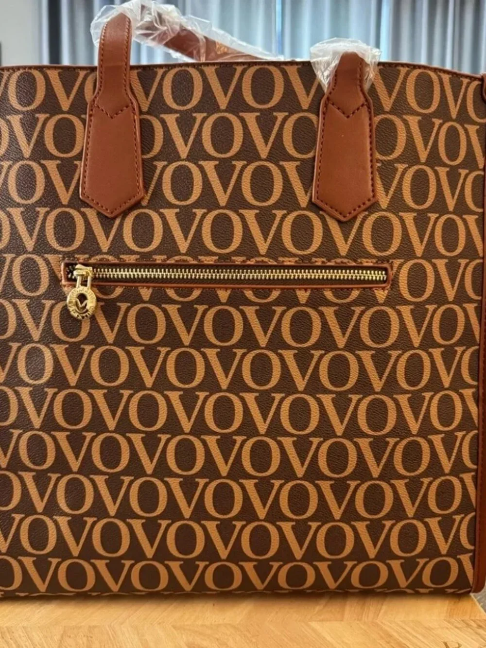 Valentino Orlandi XL Brown Monogram Canvas Messenger Tote MSRP - $299